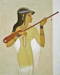 A woman playing a lute-like instrument, from Queen Hatshepsut's Temple.