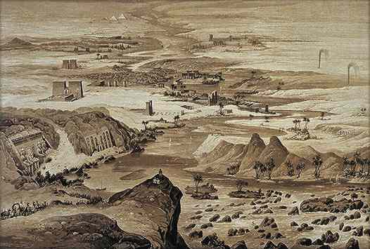 Egyptian monuments from the south, by Hector Horeau.