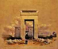 The south entrance to the great Temple of Karnak. The avenue of sphinxes led more than a mile (2 km) to Luxor Temple.