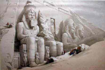 A different view of Abu Simbul, also by David Roberts.