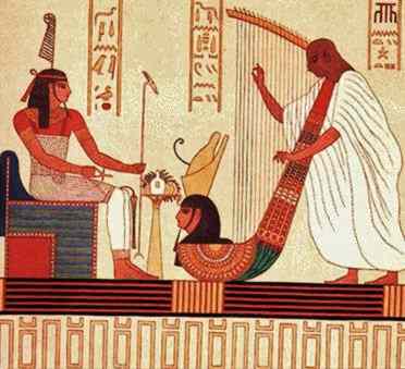 the other wall painting relief of a harp player