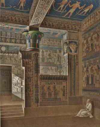 A beautiful room with Hathor head columns